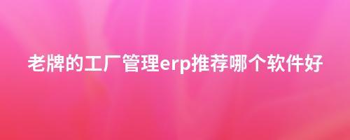 老牌的工厂管理erp推荐哪个软件好